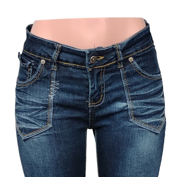 EXOCET Jeans Collection Capri Jeans Size 7 Junior Blue Wash Flap Back Pockets - Picture 2 of 13